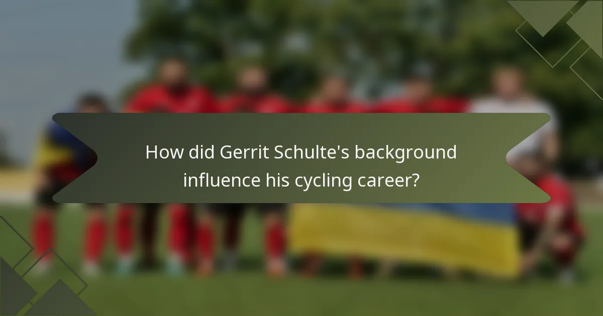 How did Gerrit Schulte's background influence his cycling career?