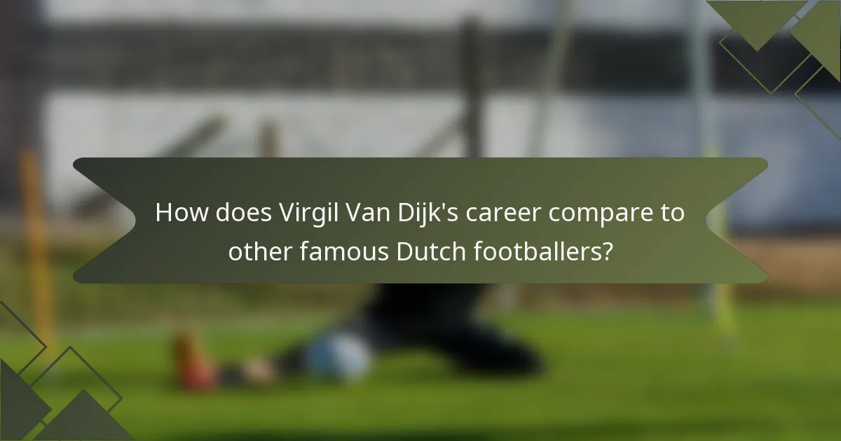 How does Virgil Van Dijk's career compare to other famous Dutch footballers?