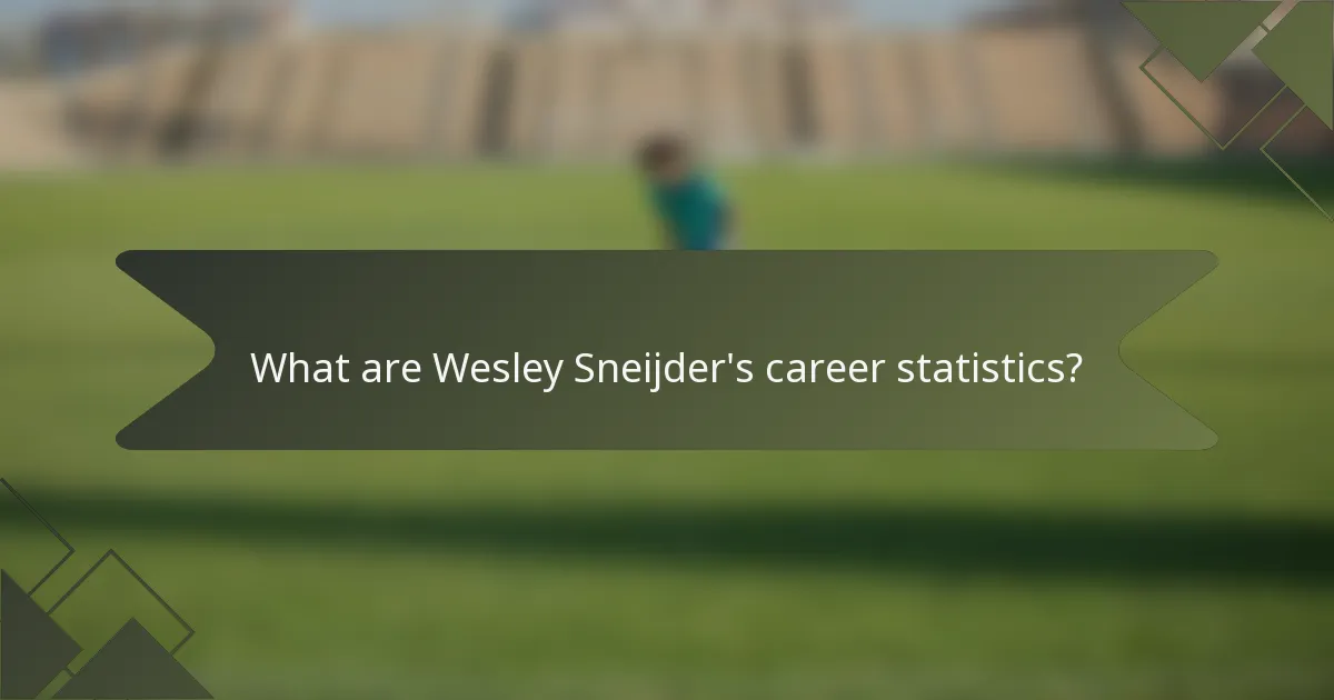 What are Wesley Sneijder's career statistics?