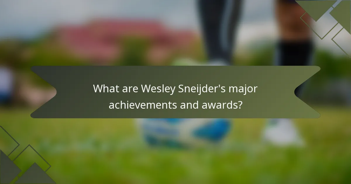 What are Wesley Sneijder's major achievements and awards?